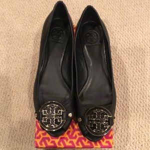 NIB Tory Burch Black Wedge Heels 10M